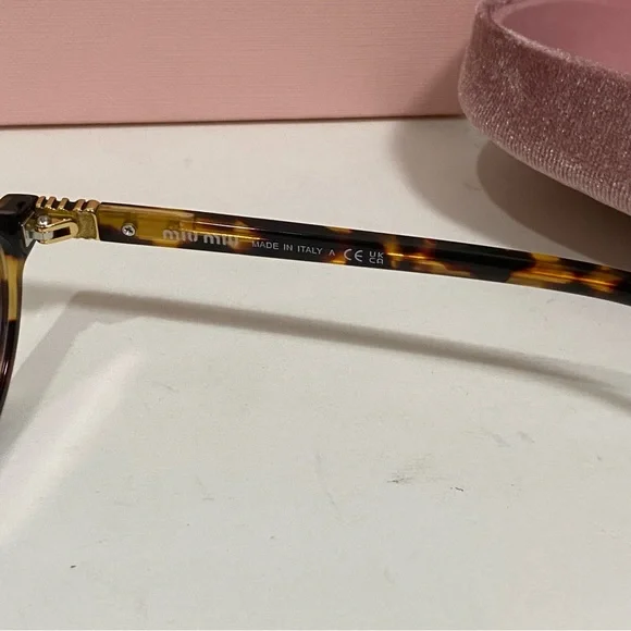 Miu Miu Tortoise Shell Glasses with Pink Velvet Case - Picture 7 of 7